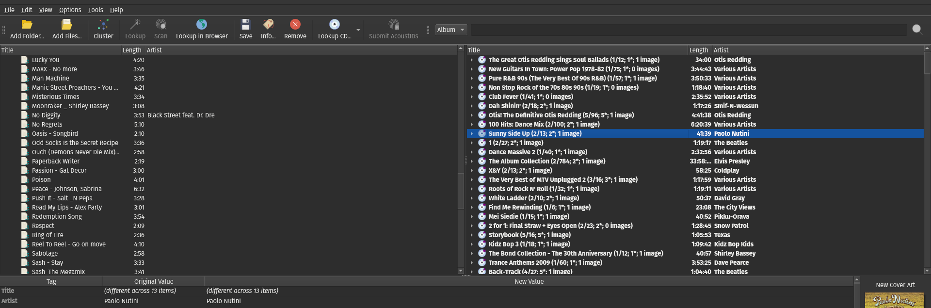 A picture showing using MusicBrainz Picard to add metadata to the music