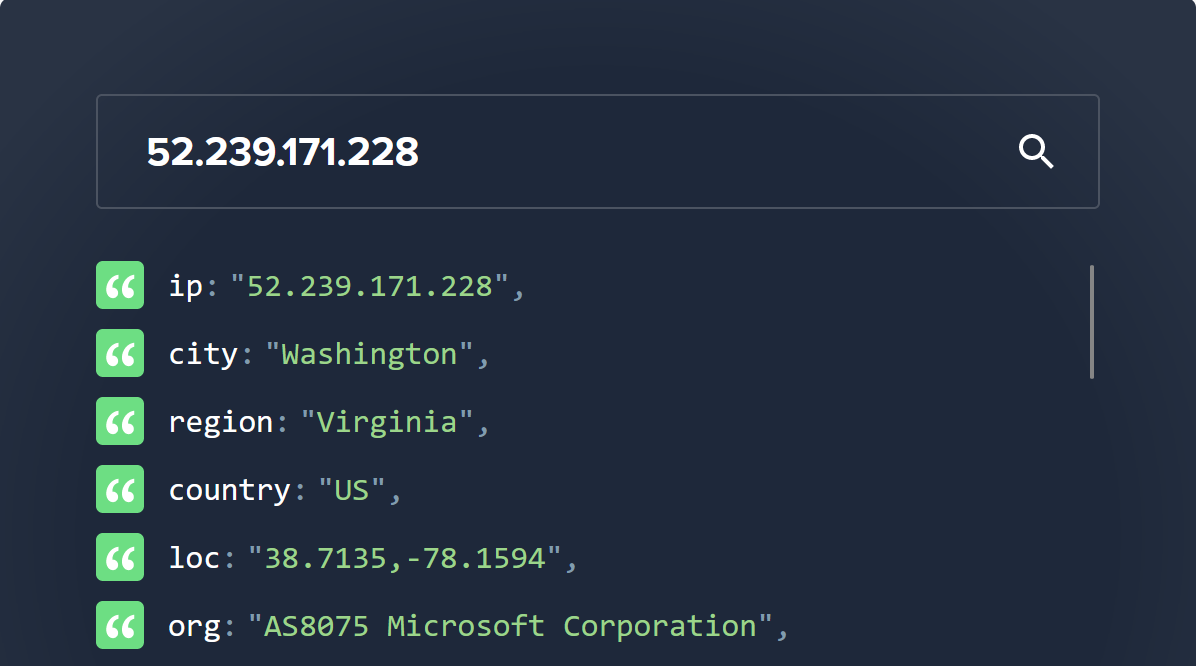 A picture which shows the IP addressed being used by the East US storage account is owned by Microsoft and is part of AS8075